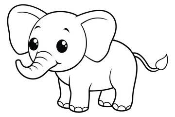 cute baby elephant line art, vector illustration