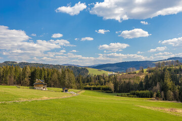 A mountainous landscape in the northwest of Slovakia near the Polish border, Europe.