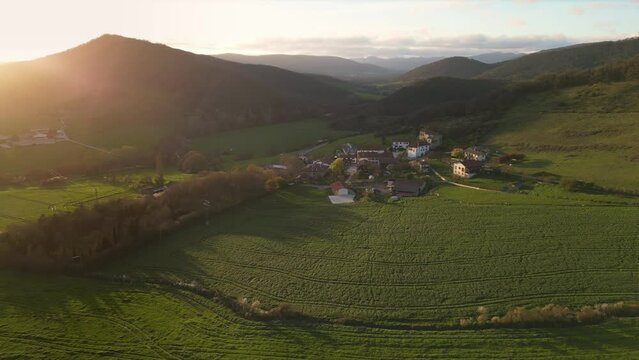 Sunset in Ripa-Erripa. Odieta Valley, Ultzamaldea. Navarre