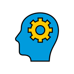 Head with gear vector illustration. Artificial Intelligence concept icon.
