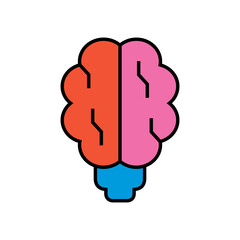 Creative idea concept vector illustration. Brain light bulb icon.