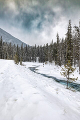frozen river Rocky Mountain Winter