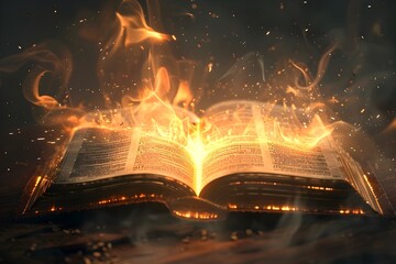 Radiant and Powerful Holy Bible Glowing with Divine Energy - obrazy, fototapety, plakaty