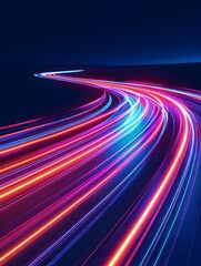 Mesmerizing Abstract Speed Light Trails Illuminating a Futuristic Neon Curve Path in Motion