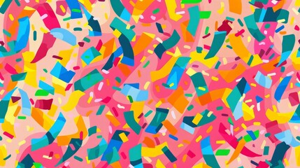 A playful and vibrant seamless cartoon pattern of confetti