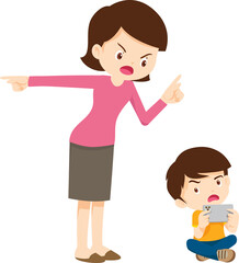 parent angry scold kid mobile phone addicted