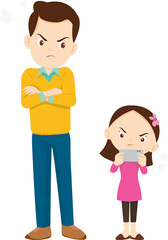 parent angry scold kid mobile phone addicted