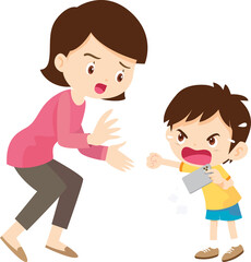 parent angry scold to kid addicted mobile phone