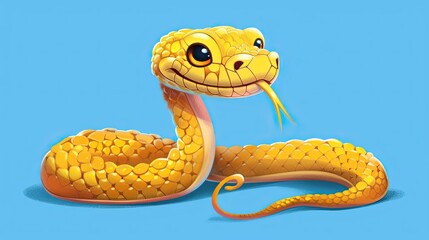 A friendly-looking animated yellow snake with a playful expression