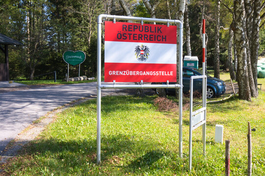 Austria, Styria, Großwalz - September 28, 2023: Austrian state border in Styria.