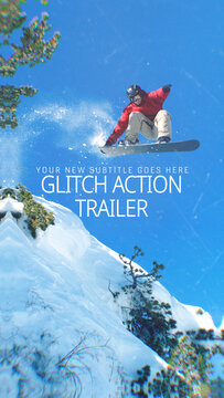 Glitch Action Trailer Extreme Sport Vertical Opener for Social Media