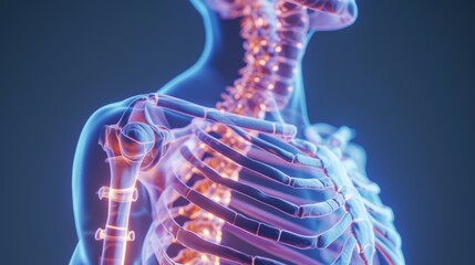 Physiotherapy: Highlighted Bones for Enhanced Understanding - obrazy, fototapety, plakaty