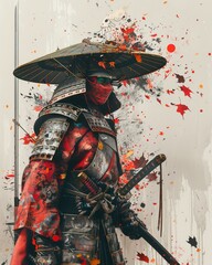 Samurai serenity meets surreal chaos, blending into a harmonious symphony of contrasts and contradictions, Blender