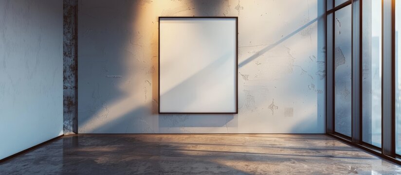 A blank picture frame is displayed on a wall in a room.