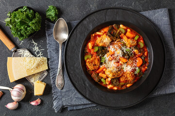 ribollita, italian soup with bread, beans, veggies