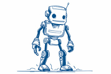 Sketch of Friendly Walking Robot Concept Illustration