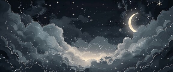 Night Sky with Clouds and Stars