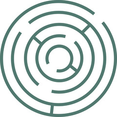 Circle maze vector labyrinth game. Round puzzle circular maze with solution. Complex labyrunth pattern.