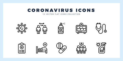 10 Coronavirus Lineal icon pack. vector illustration.