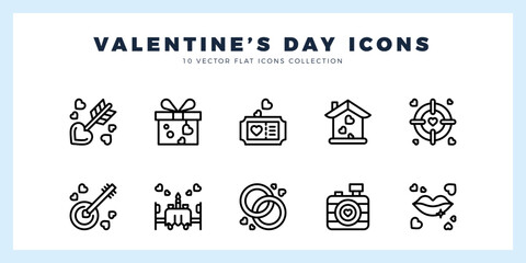 10 Love Lineal icon pack. vector illustration.