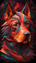 Abstract Portrait of a Dog, Dynamic and Modern Aesthetic with Dominant Red Color, Generative AI