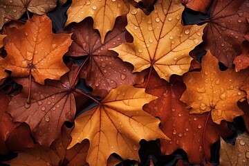 Naklejka na ściany i meble Background of beautiful autumn leaves, top view