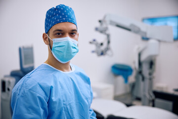 Portrait of eye surgeon at the clinic looking at camera.