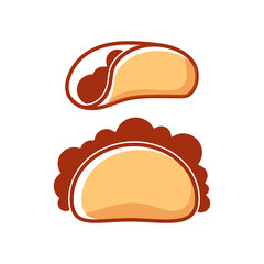The emblem of a cafe with Mexican food is an appetizing taco logo in a laconic style