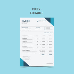 Company business clean modern and Minimal professional creative invoice Vector design template