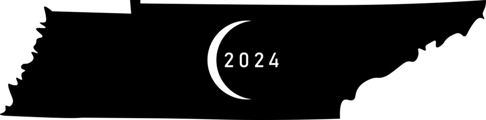 Solar Eclipse Tennessee 2024 Graphic Design with Transparent Background
