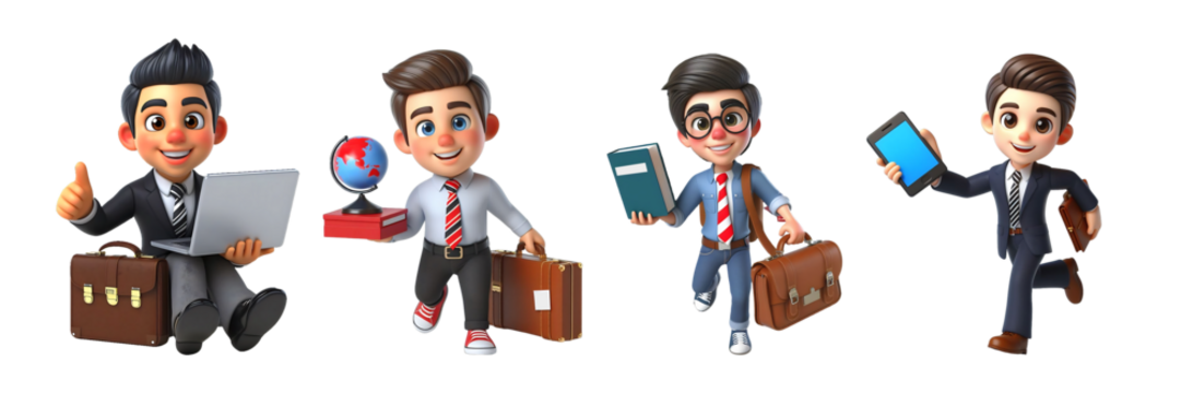 3D rendering cartoon style group of businessmans with book Isolated on transparent background AI Generative - Powered by Adobe