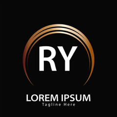 letter RY logo. RY. RY logo design vector illustration for creative company, business, industry - obrazy, fototapety, plakaty