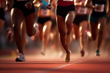 Track and field athletes running