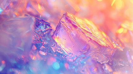 Fundo de cristais de gelo iluminado por várias cores em tons de luz neon. Uma cena deslumbrante e vibrante para seus projetos criativos