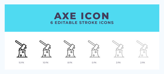 Axe icon with editable stroke. Outline icon vector illustration.