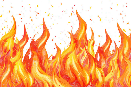 Fire flame illustration cutout isolated on transparent background