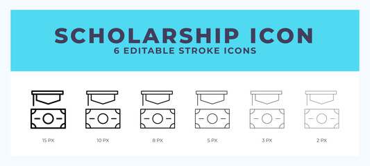 Scholarship lineal icon symbol vector. Black outline for web. App. Presentation and more.
