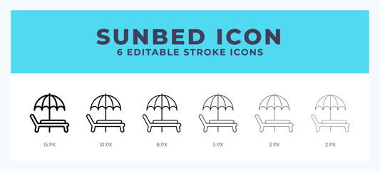 Sunbed line icon. For web. And mobile app. Vector illustration.