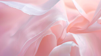 A delicate arrangement of thin translucent paper sheets against a pastel pink background. - obrazy, fototapety, plakaty