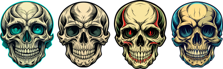 Naklejka premium Minimalist car football drawing bee fog Moon skeleton minimalist fish skull christmas tree sunflower Black Fire Silhouette Vector Graphics element illustration