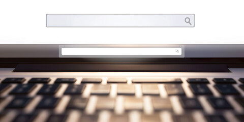 Close-up of laptop screen and keyboard. web search engine