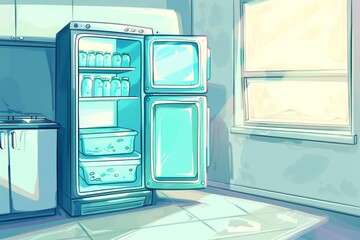 Refrigerator and Freezer in a Room