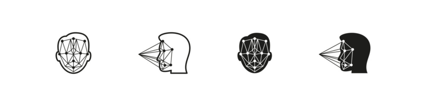 Face id vector icon. Facial recognition technology icons.
