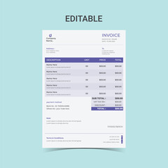 Company business clean modern and Minimal professional creative invoice Vector design template