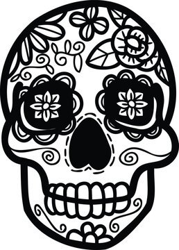 isolate calavera mexican skull hand drawn illustration on background