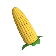 3d corn on the cob. Corn cob cartoon. Organic food, vegetables concept. 3d rendering