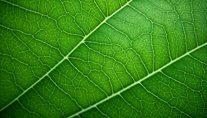 Obraz premium Extreme closeup of the veins of a green leaf with the veins resembling a circuit board