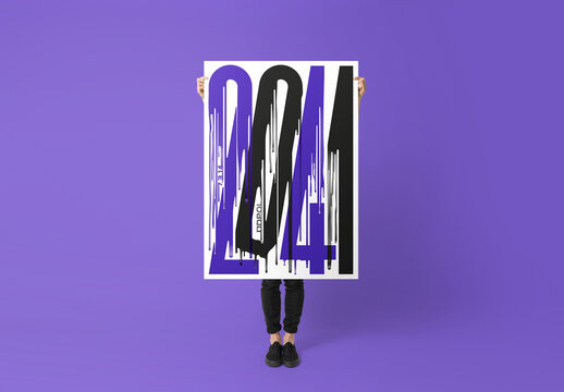 Man Holding Big Poster Mockup