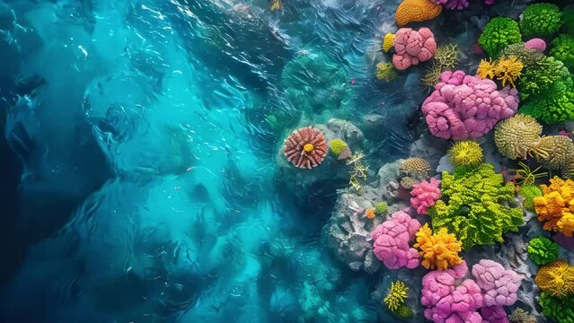 Tropical coral reef in the sea, Generative AI