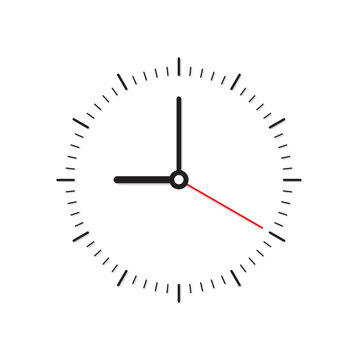 analog simple clock concept on white background. vector thin clock symbol. seconds, minutes, hours concept